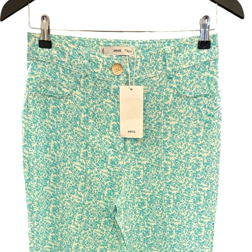 MANGO NWT Floral Linen Blend Flare Pants in Sz 2, 4 & 6